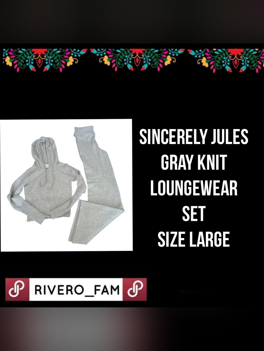 SINCERELY JULES | GRAY KNIT LOUNGEWEAR SET | SIZE LARGE